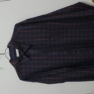 Men's long sleeve size XL shirt, black window-pane, excellent condition.